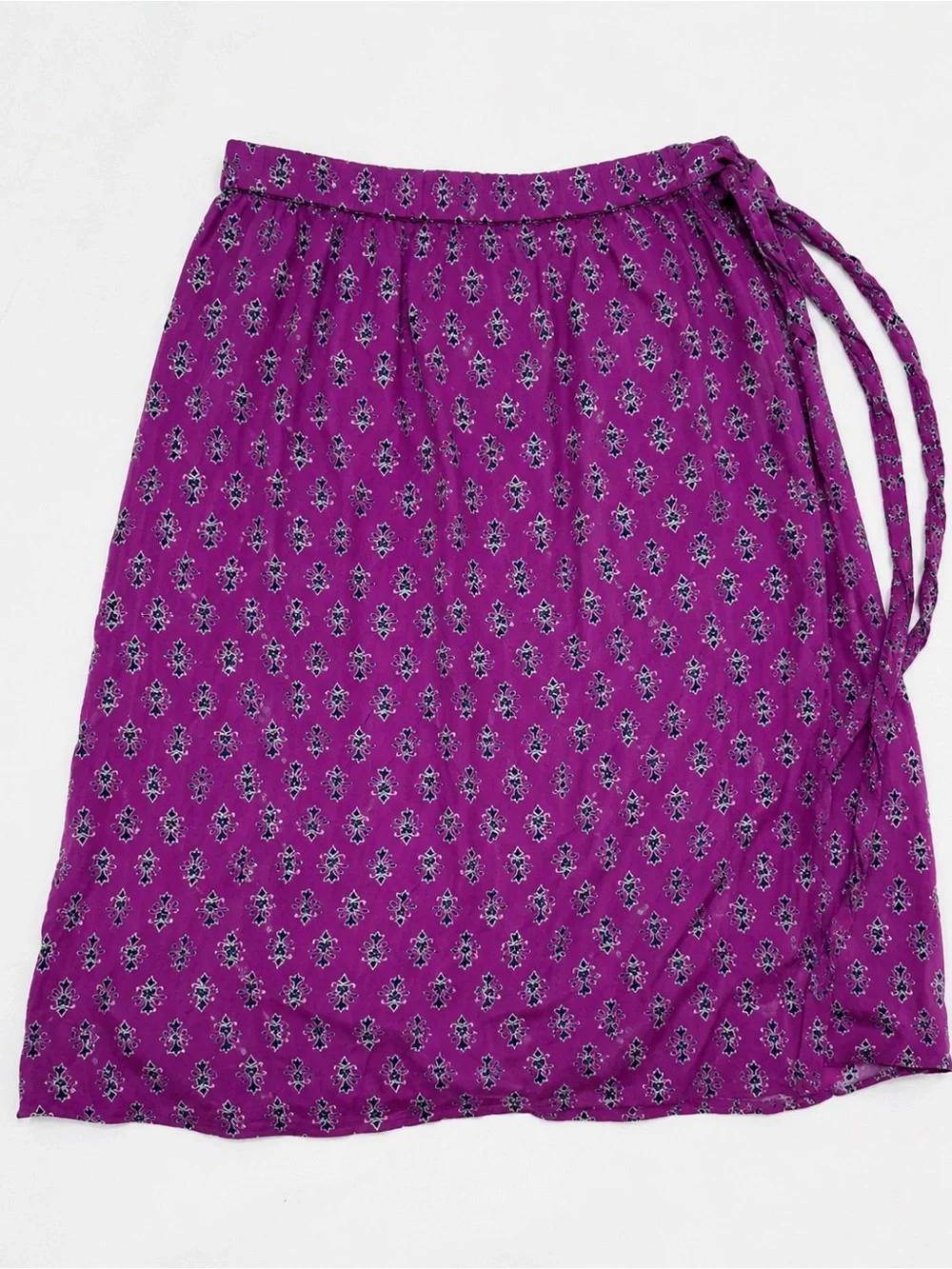 J.Crew Wrap Midi Skirt in Magenta Floral Print Boho Size Medium